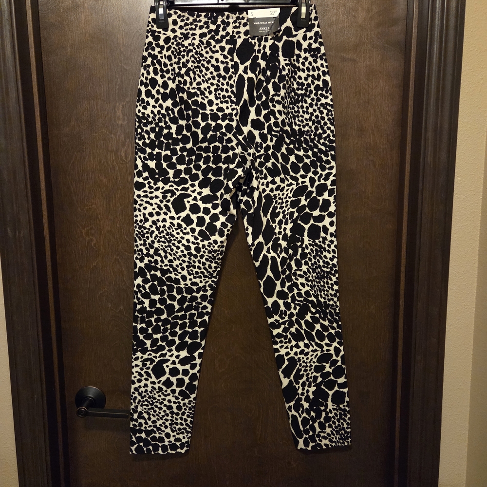 Who What Wear Black & Tan Leopard Print Ankle Pants NWT - Picture 5 of 14